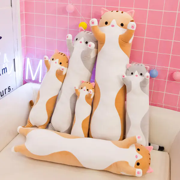 Customised Plush toy Soft Cat Big Hugging Cartoon Long Cat Kitten Legs Sleeping Pillow