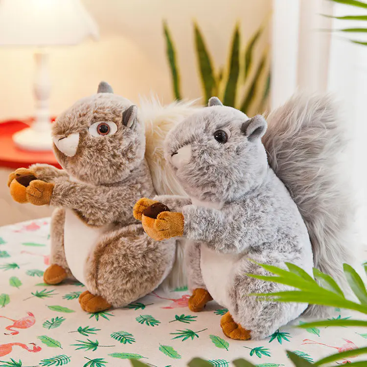 Squirrel plush toy figurine popular big tail squirrel doll living room furniture decoration gift wholesale