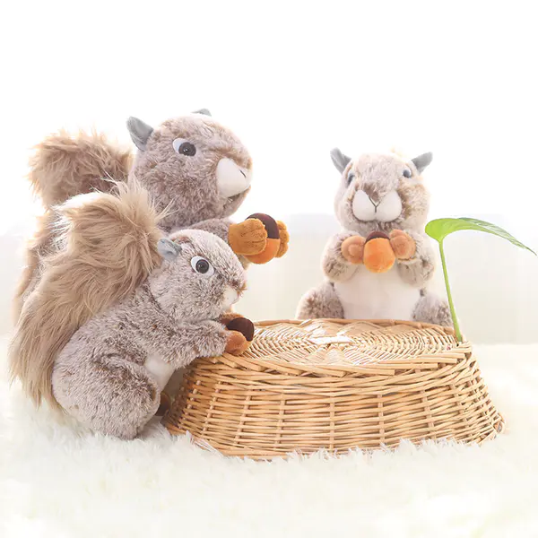 Squirrel plush toy figurine popular big tail squirrel doll living room furniture decoration gift wholesale