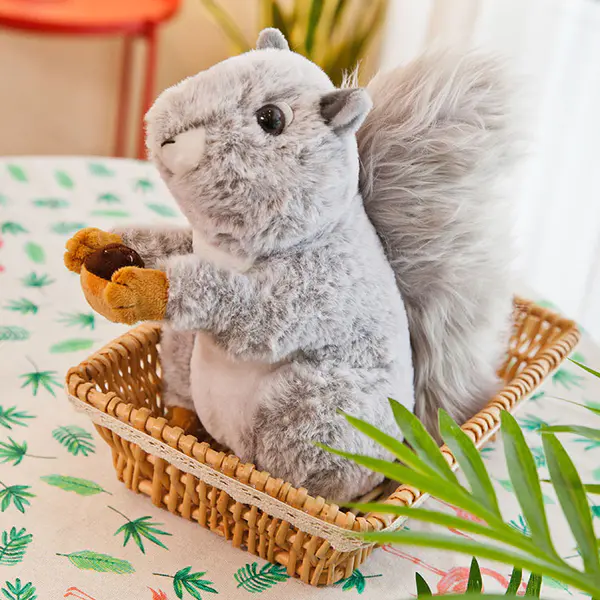 Squirrel plush toy figurine popular big tail squirrel doll living room furniture decoration gift wholesale